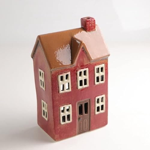 キャンドルハウス キャンドルホルダー 陶器 おしゃれ かわいい レッド オブジェ おうち 家 キャンドル 置物 お香立て 香炉 ミニチュア [2]