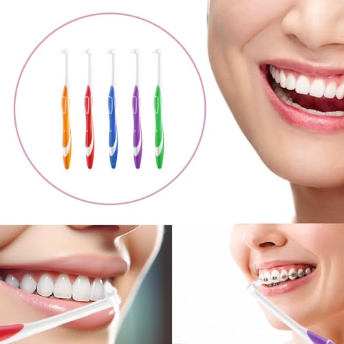 Sufune 5 Stück Tuft Zahnbürste Einbüschelbürste Getuftet Bürste Weich Büschelzahnbürste Kleine Zahnbürste Tuft Toothbrush Zwischenräum Zahnbürste Zahnlücke Bürste für Zahnspange