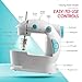 CraftBud Mini Sewing Machine for Beginners, Dual Speed Small Portable Sewing Machine for Kids and Adults with Extension Table, 48 Piece Gift Set Includes, Pedal, Projects Book, Light and More, White