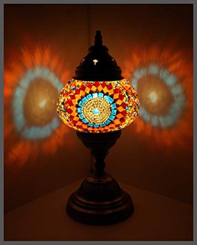 Samarkand-Lights Mosaik-Tischlampe – Orientalisch, Handgefertigt, Höhe 24 Cm | Für E14 Birnen, Silber