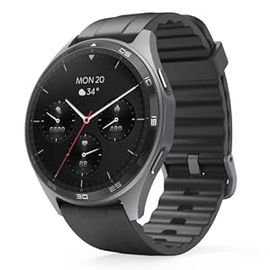 Hama Smartwatch (Amoled kleurendisplay, 1,43 inch, GPS, telefoonfunctie, waterdicht, WhatsApp, spraakassistent, slaaptracker, 110 sportmodi + trainingsplannen, stappenteller, hartslagmeter, calorieën