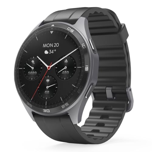 Hama Smartwatch (AMOLED Farbdisplay 1,43“, GPS, Telefonfunktion, wasserdicht, WhatsApp, Sprachassistent, Schlaftracker, 110 Sportmodi + Trainingspläne, Schrittzähler, Pulsmesser, Kalorien etc) schwarz