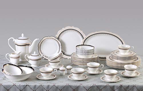 Lorren Home Trends Dalilah Dinnerware Set, Navy #TOP2