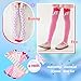 DXTON Girls Knee High Socks 6 Pairs: Kids Crazy Long Socks 3-12 years, Tall Boot Cute Animal Cotton Fun Gift Pink Purple Animal