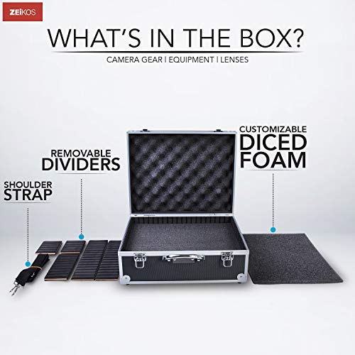 Zeikos Ze-Hc18 Deluxe Small Hard Shell Case With Extra Protected Foam For Travel And Storage Case Camera, Gear, Equipment, And Lenses - Canon, Nikon, Sony Alpha, And Many More Dslr Cameras #TOP5