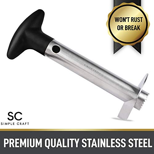 Simple Craft Pineapple Corer and Slicer Tool - Stainless Steel Pineapple Cutter With Sharp Built-in Blade & Detachable Handle - Heavy-Duty Pineapple Corer For Easy Coring & Ring Slices (Black) - Thumbnail 2