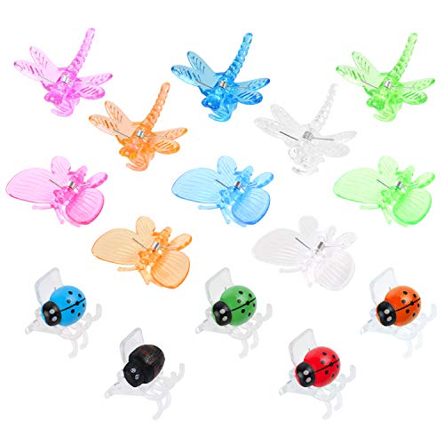 90 Pcs Butterfly Orchid Clips Dragonfly Orchid Clips Ladybird Clips Plant Clips for Plant Vines Garden Support Clips Cute Flower Clips(30Pcs Each)