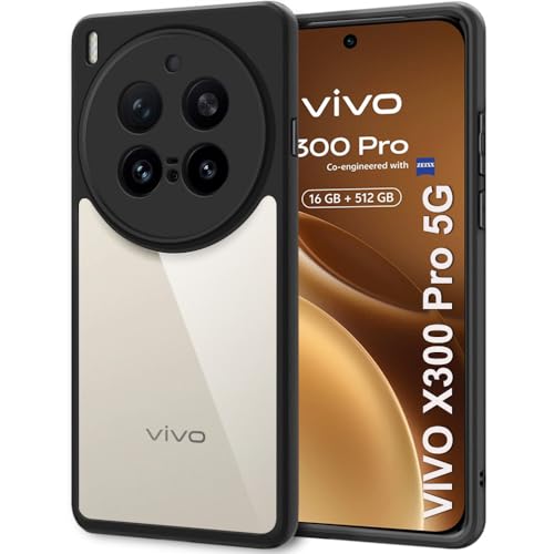 Image of TheGiftKart Hybrid Shockproof Back Cover Case for Vivo X300 Pro 5G | Camera Protection Module | Hard Back Cover for Vivo X300 Pro 5G (PC & TPU, Transparent Clear Back, Black Sides)