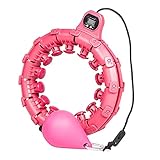 ZANOTY Weighted Smart Hula Hoop, Hula Hoops for Adults Weight Loss, 24 Detachable Knots, Massage, Home Exercise Hoola Hoop, 360° Smooth Rotation with Counter, Perfect for Adults and Children (Pink)