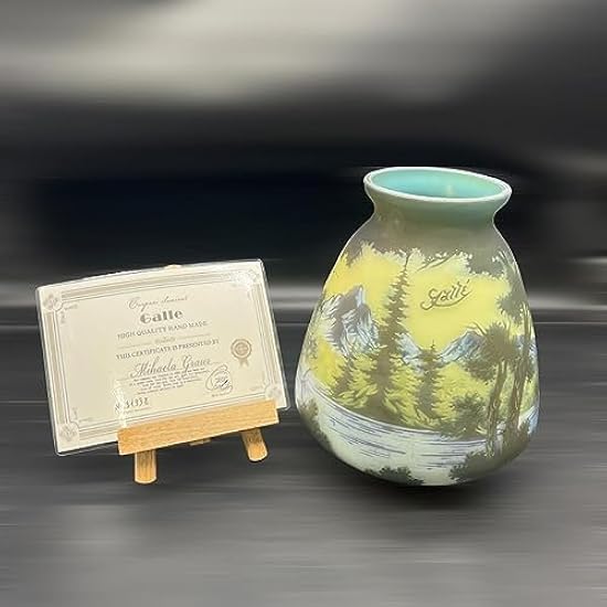 エミールガレ 　　山景紋　特大　花瓶　カメオ彫り　被せガラス　高さ26ｃｍ エミールガレ 山景紋 特大 花瓶 カメオ彫り 被せガラス 高さ26cm