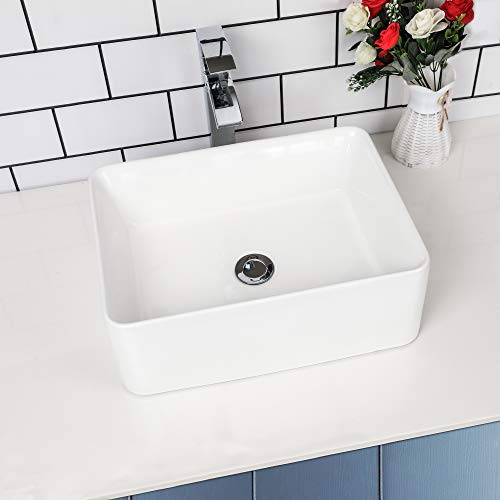 Rectangular Vessel Sink - Kichae 18" X 13" Modern Bathroom Vessel Sink White Porcelain Ceramic Rectangle Above Counter Vessel Vanity Sink Art Basin #TOP3