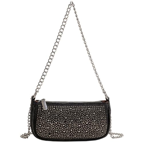 Sac en jean noir pour femme avec strass scintillants et tissu robuste