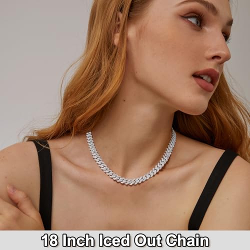 Image of Ucciyo 20MM Cuban Link Chain for Men Iced Out Miami Cuban Necklace 18k Gold Plated 5A+ Zicron 10MM /12MM /14MM /20MM Iced Out Chain Gold /Silver Bling Luxury Hip Hop Jewelry For Women Men