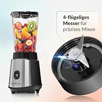 LEHMANN Standmixer 1200W, Mixer Smoothie Maker To Go 1L, Lieferung mit 2 Smoothie Flasche - 570ml und 400ml, Leicht zu Reinigen, 4-Klingen-System, Mini Mixer für Säfte, Shake und Proteinshake – Ansicht 8