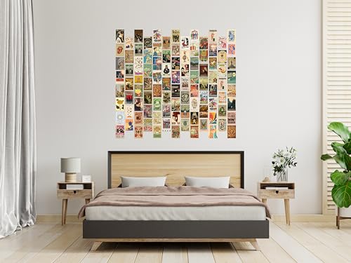 Image of Craft Qila Pack of 108 Vintage Collage Kit Posters - 4 x 6 Inches Wall Decor for Bedroom, Living Room, Office - Cardstock