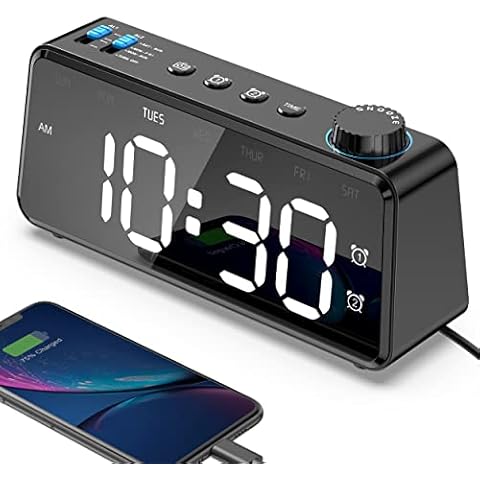 ANJANK FM Radio Alarm Clock with USB Charger Cover