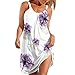 errcom Damen Sommer Strand Frühling Gestreifter Druck Süßes Kleid Swing Cover Up Sommerkleid Ärmellos Lässig Boho Kleid Party Damenkleid (Purple, XL)