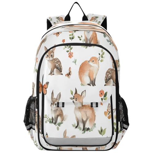 Sac à dos d'école animaux de la forêt pour enfants, cartable mixte tendance