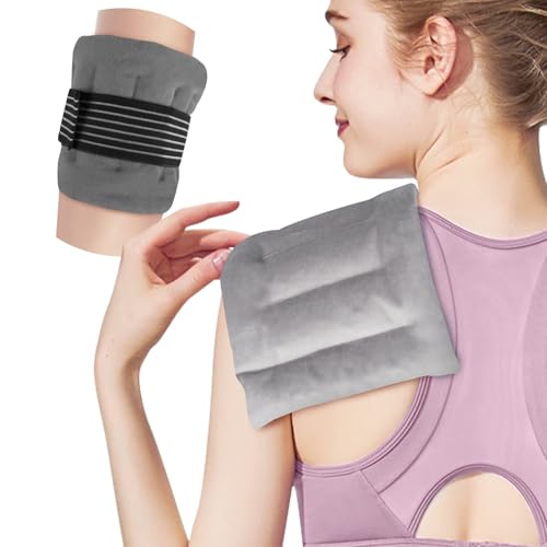SuzziPad 10.8x5.5in Microwave Heat Pad, Microwavable Heated Pads with 25in Straps, Hands-Free Heat Compress for Neck Shoulder, Multipurpose Moist Heat Pack for Arm, Abdomen and Calf, Gray