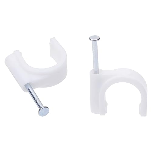 Mini Skater Clips de cable Ethernet de nailon de 0.630 in para clavos en círculo, gestión de cables, paquete de 50 unidades (blanco)