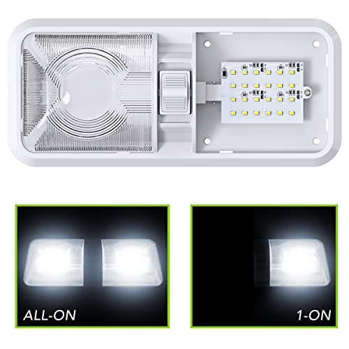 Plafón LED de 12V doble para techo de autocaravana y barco con interruptor pack de 5 6