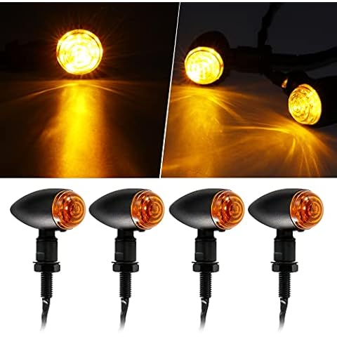 INNOGLOW Motorcycle Turn Signals Led Bullet Front Rear Blinkers for Harley Kawasaki Suzuki Chopper Bobber, 4PCS Black Cover