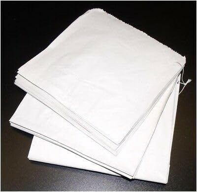 100 bolsas de papel blanco de 7 x 7 pulgadas | Bolsas de papel de sulfito de alta calidad fabricadas en el Reino Unido | Almacenamiento de alimentos de cocina, sándwiches, frutas, verduras, tienda de