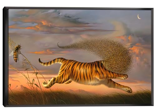 BOHU ARTS Vladimir Kush Beeing A Tiger Wall Art Dali Surrealism Canvas Art For Bedroom Livingroom Office Ready to Hang