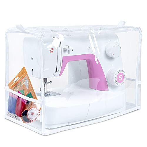 Addicted DEPO Sewing Machine Cover with Convenient Pockets - Protective Quilted Dust Cover Pro - Universal for Most Standard Singer & Brother Machines - | Rodi's (Clear) - Thumbnail 3