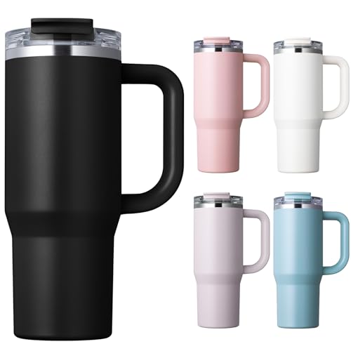 Homealexa 900ml Thermobecher to Go, Isolierbecher aus 304 Edelstahl, Doppelwandig Vakuumisoliert, Trinkbecher mit Deckel und Strohhalm, Perfekt für Kaffee, Tee und Kaltgetränke unterwegs
