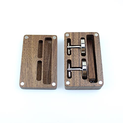 Rustic Black Walnut Wooden Round Cufflinks Tie Clips With Organizer Box for Men3