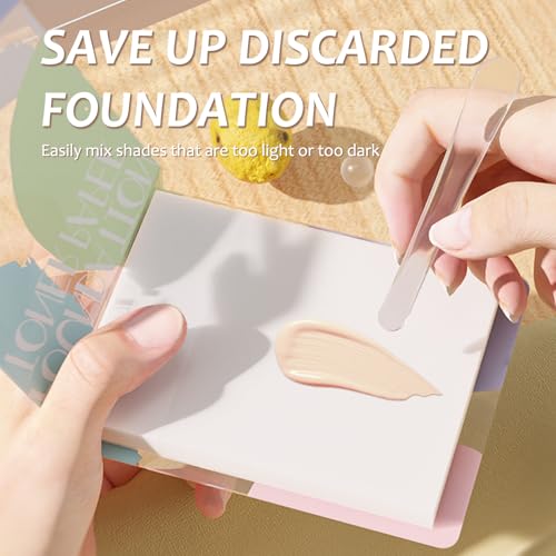 Image of 200Pieces Makeup Mixing Palette Papers, 2 Set of Cosmetic Palette Paper with Mixing Stick, Disposable Foundation Mixing Tray for blending foundation, concealer, eyeshadow, and liquid blush
