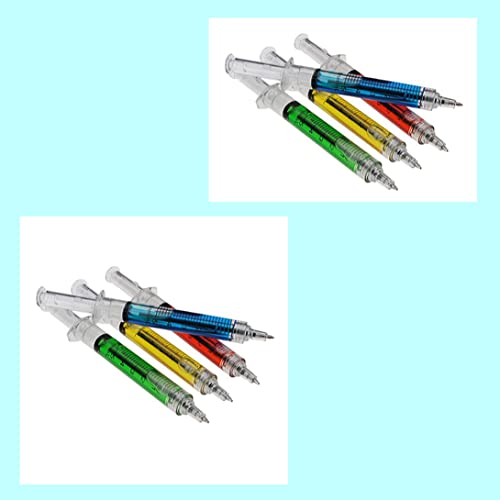 Syringe Ballpoint Pen 4 Color Ink Blue Bulk Novelty Blood Fun Gift Jotter Ballpoint Pen With 4 Colours Retractable Ballpoint Pens Novelty Blood Syringe Ballpoint Pen Injection Pens For Nurse Costumes #TOP3