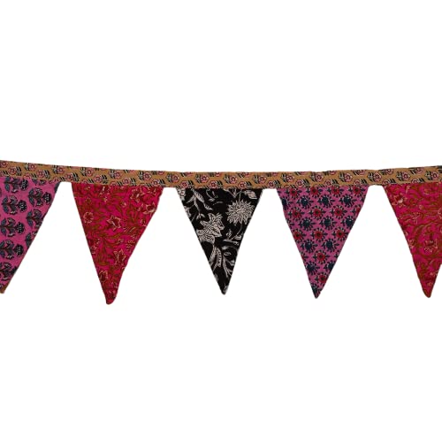 Klavate Colorful Fabric Bunting Banner Prop Wedding Decoration Handmade Bunting Garden Decoration,Cotton Prayer Flags Door Valance Wall Hanging, 7.5 Inch Width X 7.5 Length #TOP3