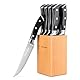 OAKSWARE Steakmesser Set 8-teilig, Nicht gezackte Küchen Steak Messer Set mit Block, Scharfe Pizzamesser und Ergonomischem Griff, Premium-Deutscher Stahl