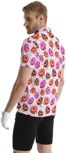 HUURAY Mens Golf Shirts Quick-Dry Moisture Wicking Polo Shirts Flashes Short Sleeve Golf Shirts Hawaiian Polo Shirts, Black-donut, XX-Large — view 6