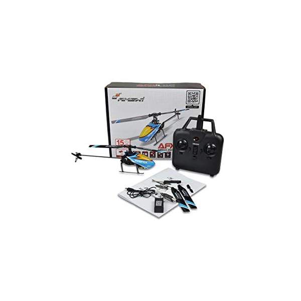 Amewi 25313 AFX4 XP Single-Rotor RC Helikopter 4-Kanal 6G RTF 2,4GHz inkl. Autostart Autolanding, Blau-kombi – Bild 3