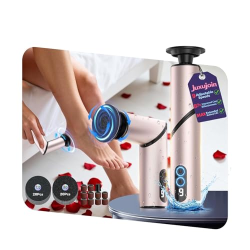 5-in-1 Professional Electric Callus Remover for Feet(Portable & Foldable), Removes 99.92% of Calluses in 3 Mins, Eectric Foot Callus Remover Pedicure Kits with 10 & 40 Grit Pads for Smooth Feet, Pink