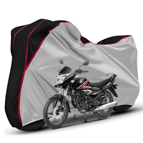 Image of Waterproof Bike Body Cover Compatible with Honda SP 125 Dustproof Scratchproof - Motorcycle Cover for Two Wheeler, Outdoor Full Cover with UV, Duty, Rain Protection (Silver Top Black) R1