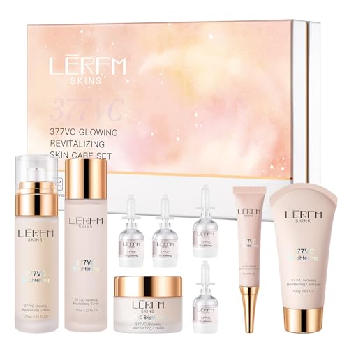 AESTHTANY Skin Care Set 8 in 1 Facial Cleanser, Toner, Serum, Face Lotion, Cream & Eye Cream – Hydrating, Anti-Aging &Brightening Daily Routine for Glowing Skin