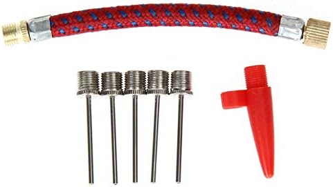High Speed Dual-action Hand Pump with Adapter Kit for Balls, Bike and Car Schrader Valve Tyres, Flexible Hose Extension, Needle Connector, Fits All Balls, Tyres, Inflatable Toys and Air Beds