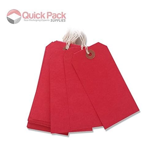 100 Pack - 120 x 60mm Red Coloured Strung Tags Cover