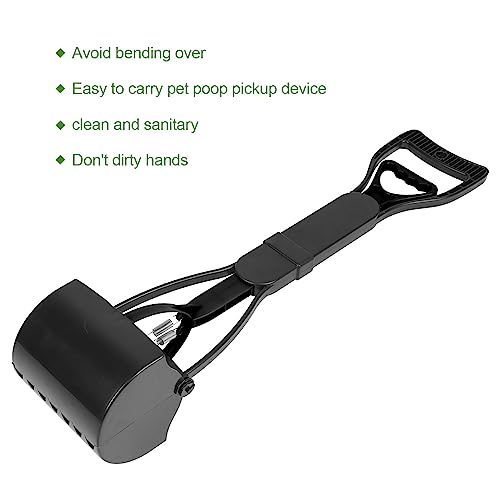 Image of 23.7inch Pet Pooper Scooper, Long Handle Jaw Poop Scoop for Large & Small Dogs Foldable Pet Poop Pickuper Pick Up Dog Cat Waste Picker Cleaning Tool for Lawns, Grass, Dirt, Gravel (All Black)