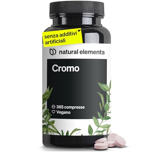 Cromo (picolinato di cromo) – alto dosaggio di 200 μg di cromo per compressa – 365 compresse – vegano, senza additivi inutili – prodotto e testato in laboratorio in Germania