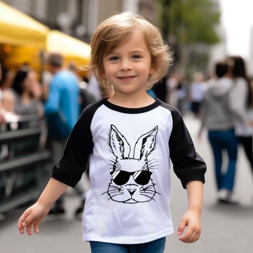 Boys Easter Shirt Toddler Easter Egg Hunt Chick Graphic Tees Raglan Easter Clothes Outfit for Children 2-7 Years4
