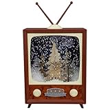 12" Led Lighted Musical Snowing Reindeer Tv Set Christmas Decoration Brown Plastic