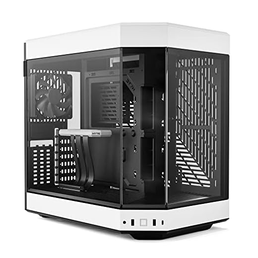 HYTE Y60 Modern Aesthetic Dual Chamber Panoramic Tempered Glass Mid-Tower ATX Computer Gaming Case with PCIE 4.0 Riser Cable Included, White (CS-HYTE-Y60-BW)