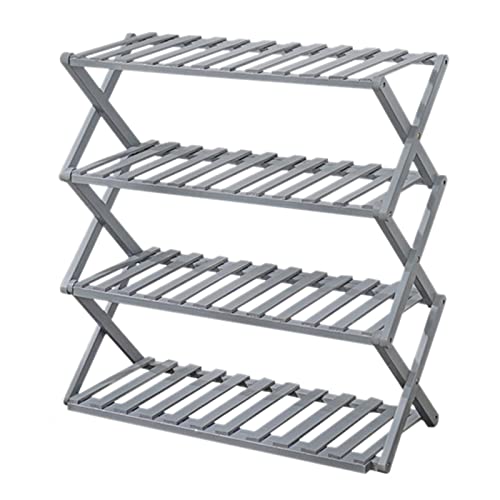 Solution petits espaces étagère à chaussures 4 niveaux compacte grise pour entrée étroite
