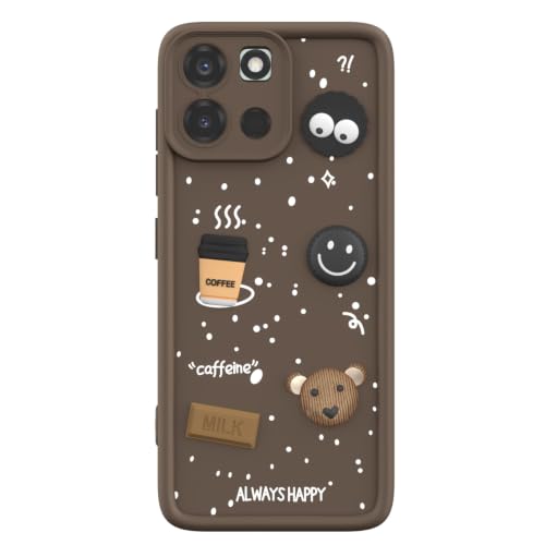 Image of Pikkme Back Cover for OnePlus Nord 6 5G | 3D Bear Silicone Cute & Fun Coffee Cartoon | Full Body Protection Bumper Case (Brown)
