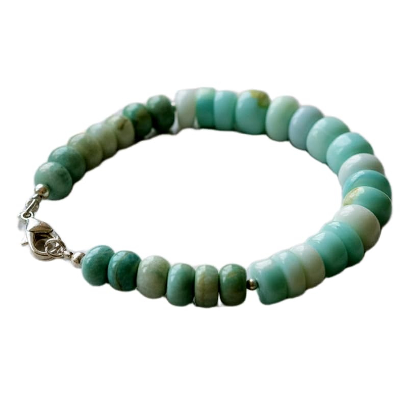 Bracelet opale naturelle multicolore haut de gamme, pierres rondelles lisses